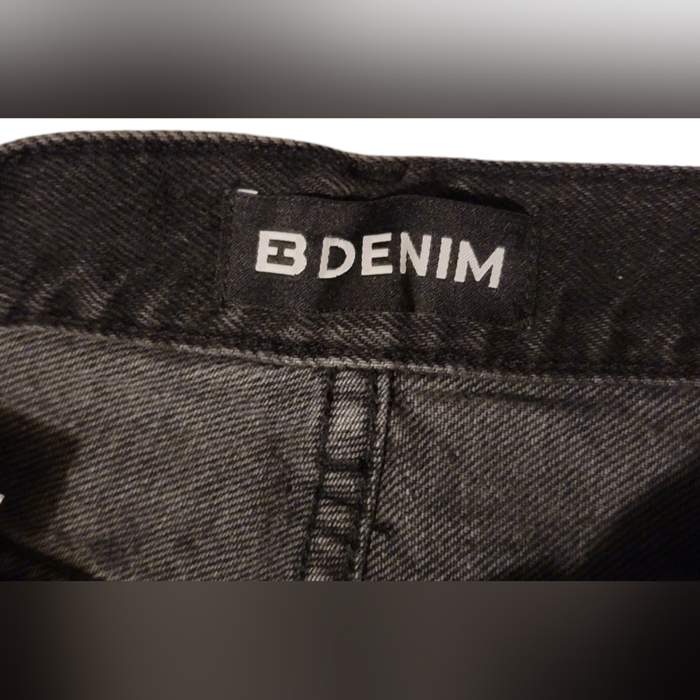 NWT EB Denim Straight Leg Split Hem Black Wash Jeans Size 27 - Picture 10 of 14